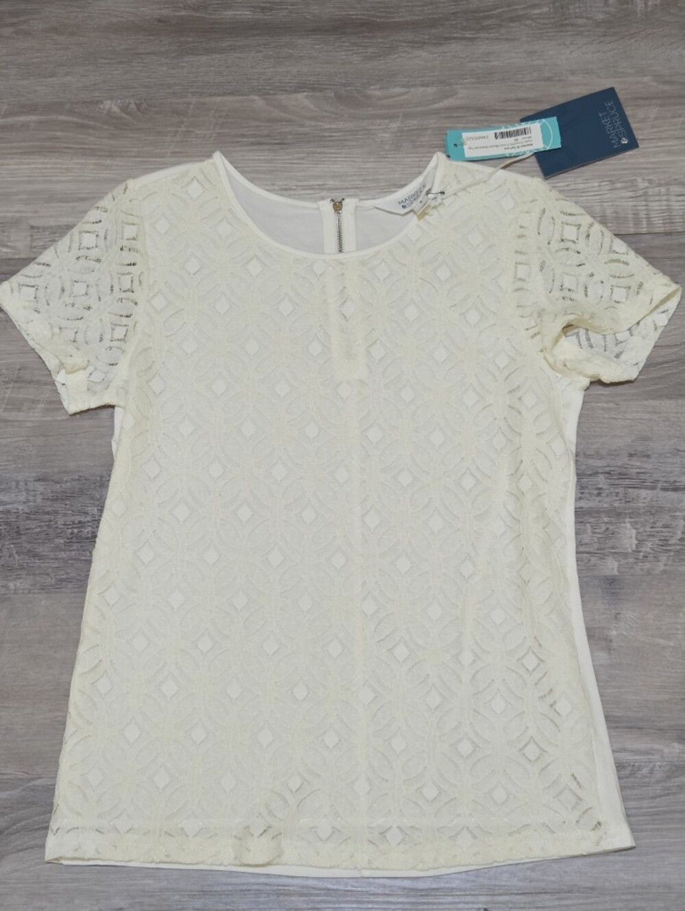 NWT Market & Spruce Hans Crochet Front Mixed Material Top White XS Stitch Fix